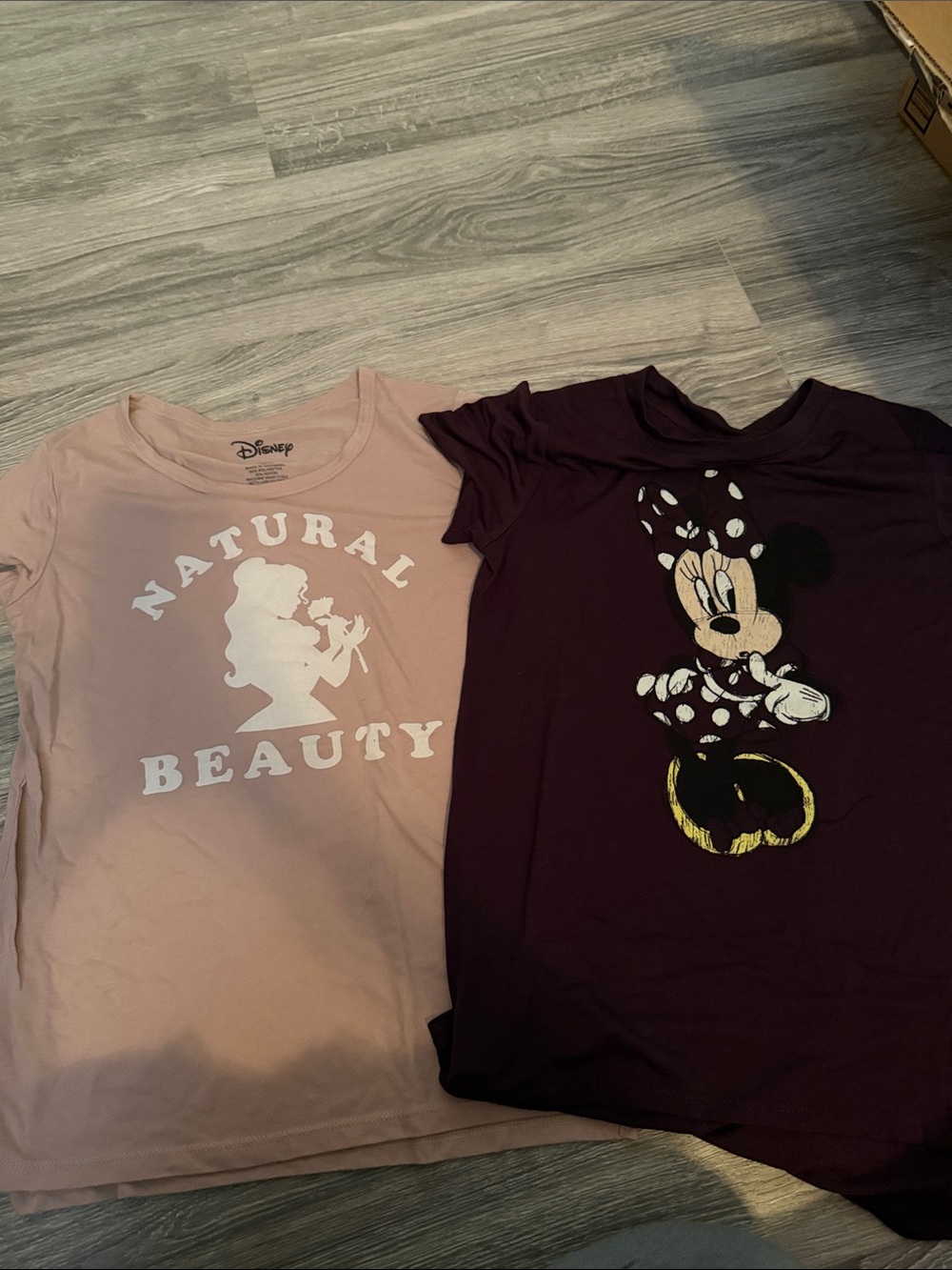 Disney Pink 'Natural Beauty' Short Sleeve Tee S and purple Minnie mouse XS